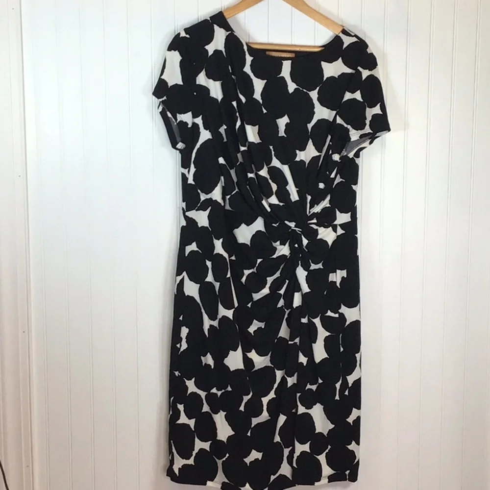 ๐ Ellen Tracy | Black/White Twist Front Jersey Dress Size XL - Picture 2 of 12
